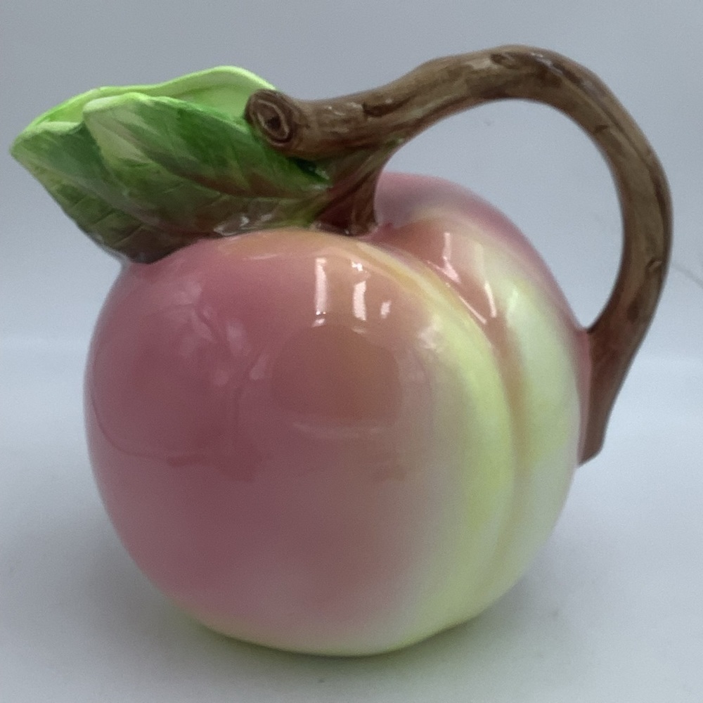 Vintage Pottery Barn Peach Shaped Pitcher